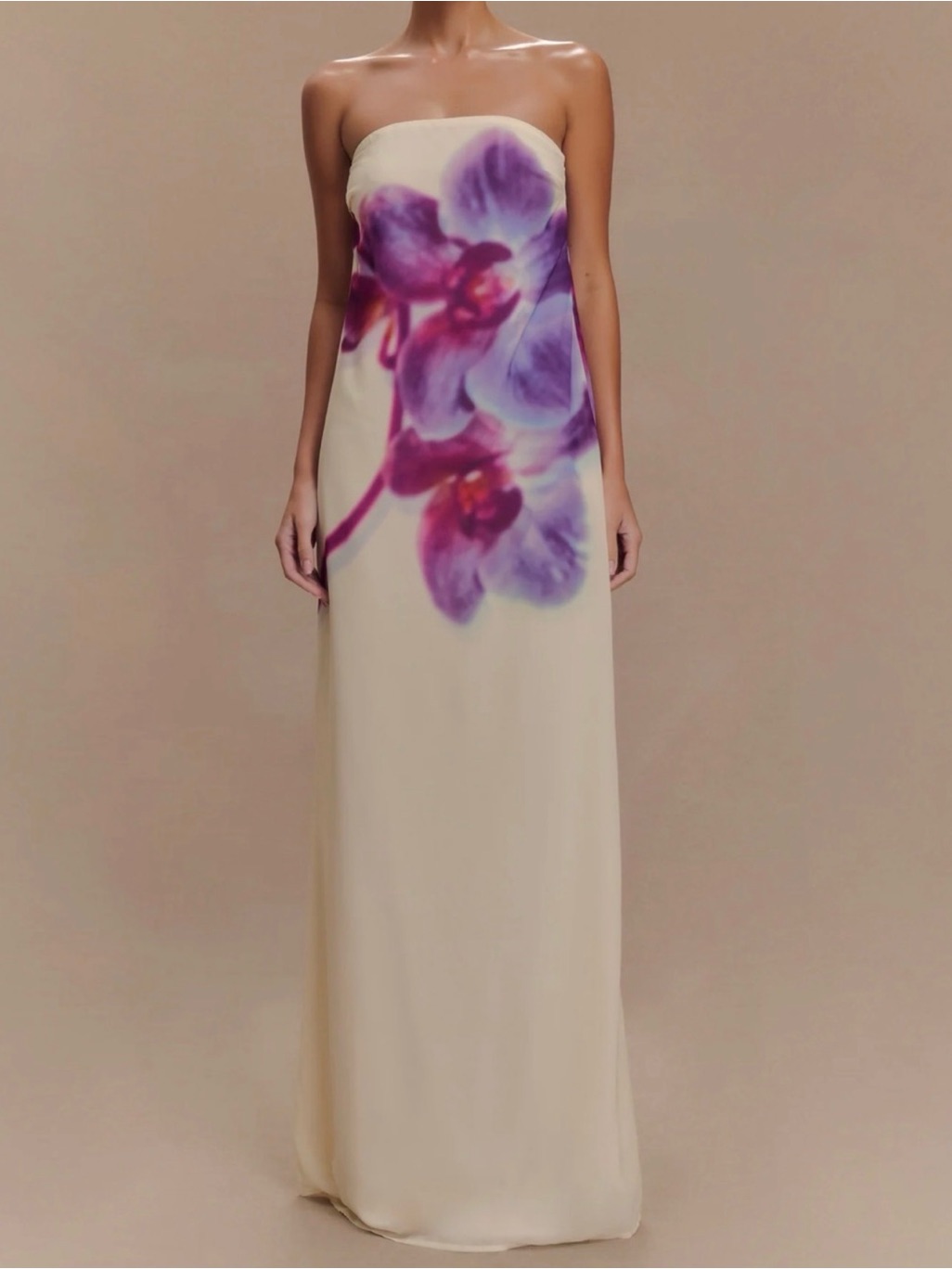 Meshki Strapless Maxi Dress With Purple Floral Print